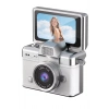 Cepaks Lk-027 Beyaz Retro Mini Dijital Fotoğraf Makinesi HD Video, Katlanabilir Ekranlı 48 Mp Flaşlı