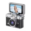Cepaks Lk-027 Siyah Retro Mini Dijital Fotoğraf Makinesi HD Video, Katlanabilir Ekranlı 48 Mp Flaşlı