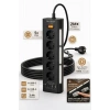 Fulltech FTR-26 5Li Akım Korumalı Priz 2 USB-A, 2 USB-C, 3 Kademeli Gece Lambası, 2 Metre Kablo - 3680W
