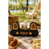 Golon RX-998 Siyah Nostaljik Şarjlı Radyo Bluetooth Hoparlör USB TF Kart FM/AM/SW 3 Bantlı