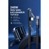 Hepu HP-ATC01 240W Type-C to Type-C Telefon Stantlı Örgülü Hızlı Şarj Kablosu 1.5m
