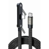 Hepu HP-ATC01 240W Type-C to Type-C Telefon Stantlı Örgülü Hızlı Şarj Kablosu 1.5m