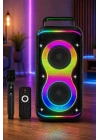 Hepu HP-S60 6000W Işıklı Karaoke Hoparlörü - Kablosuz Mikrofon Setli Parti Hoparlörü