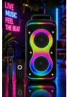 Hepu HP-S60 6000W Işıklı Karaoke Hoparlörü - Kablosuz Mikrofon Setli Parti Hoparlörü