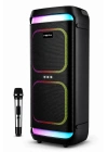 Hepu HP-986 24W Taşınabilir Partybox Hoparlör - Çift 8 Speaker Işıklı, Mikrofonlu, TWS Destekli Ses Sistemi