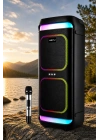 Hepu HP-986 24W Taşınabilir Partybox Hoparlör - Çift 8 Speaker Işıklı, Mikrofonlu, TWS Destekli Ses Sistemi