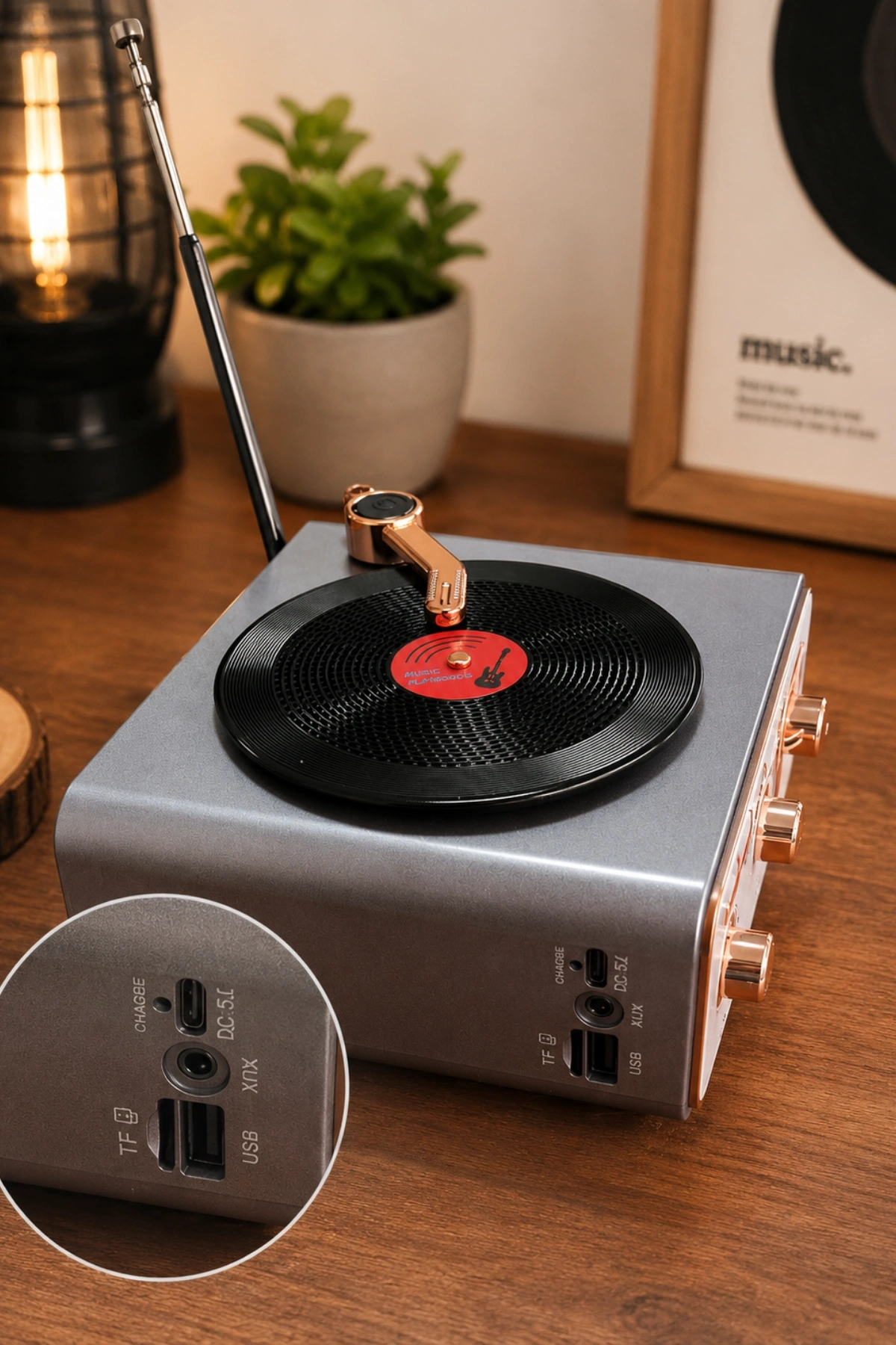 Meier MD-1217BT Gri Nostaljik Görünümlü Bluetooth Hoparlör ve 3 Bantlı Şarjlı Radyo