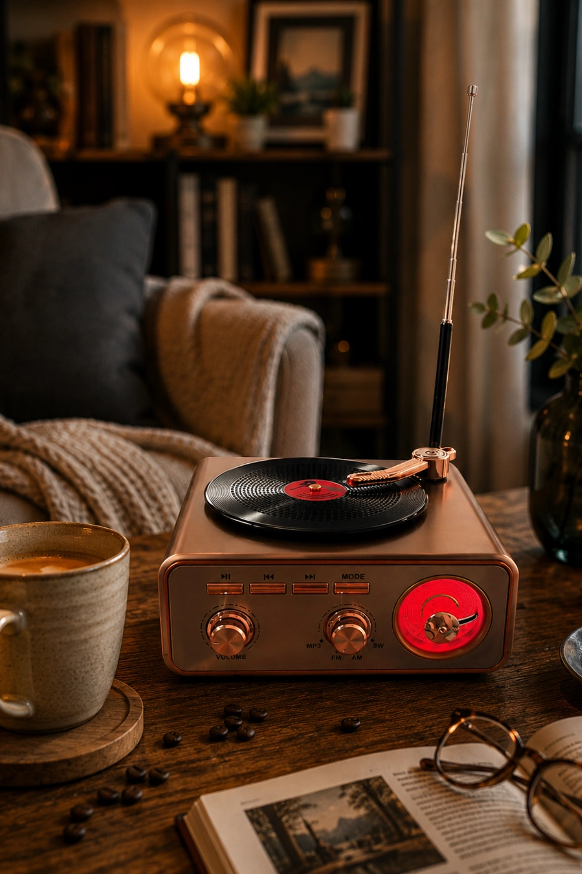 Meier MD-1217BT Kahverengi Nostaljik Görünümlü Bluetooth Hoparlör ve 3 Bantlı Şarjlı Radyo