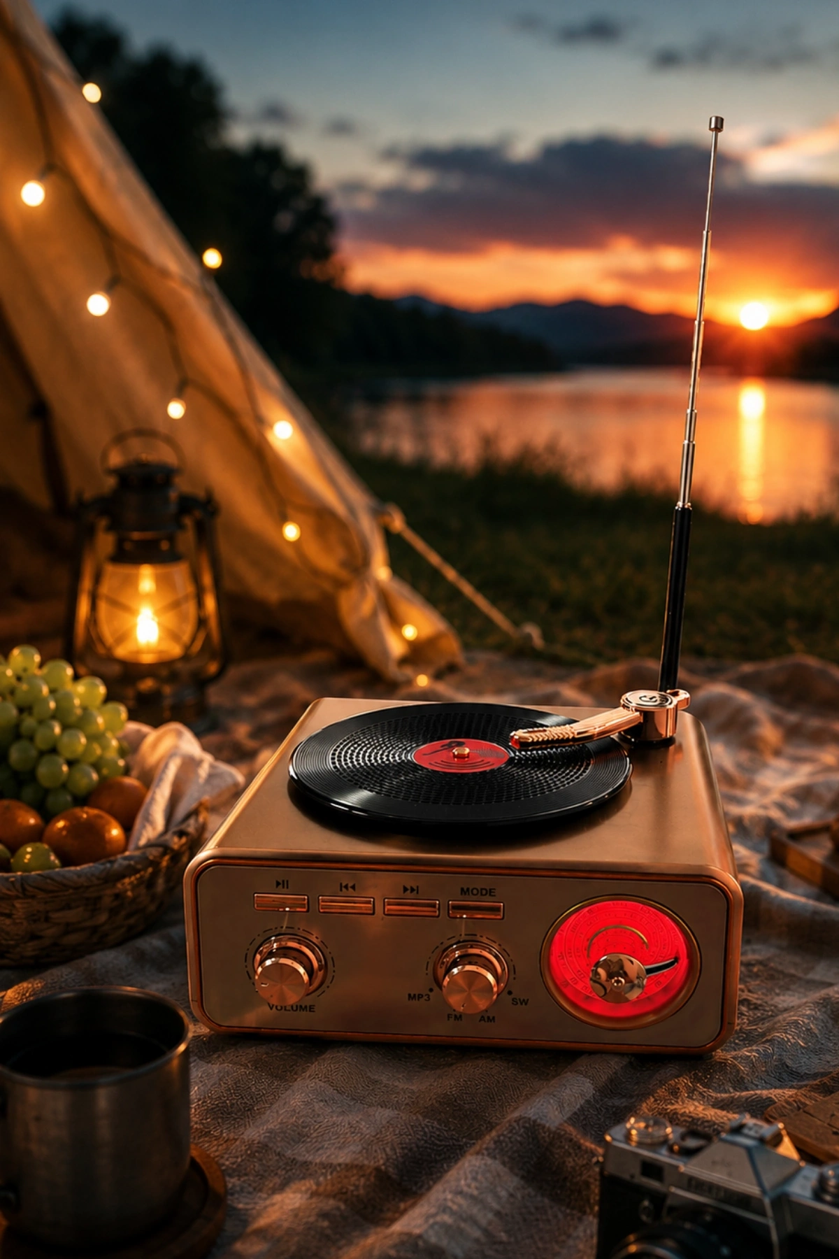 Meier MD-1217BT Kahverengi Nostaljik Görünümlü Bluetooth Hoparlör ve 3 Bantlı Şarjlı Radyo