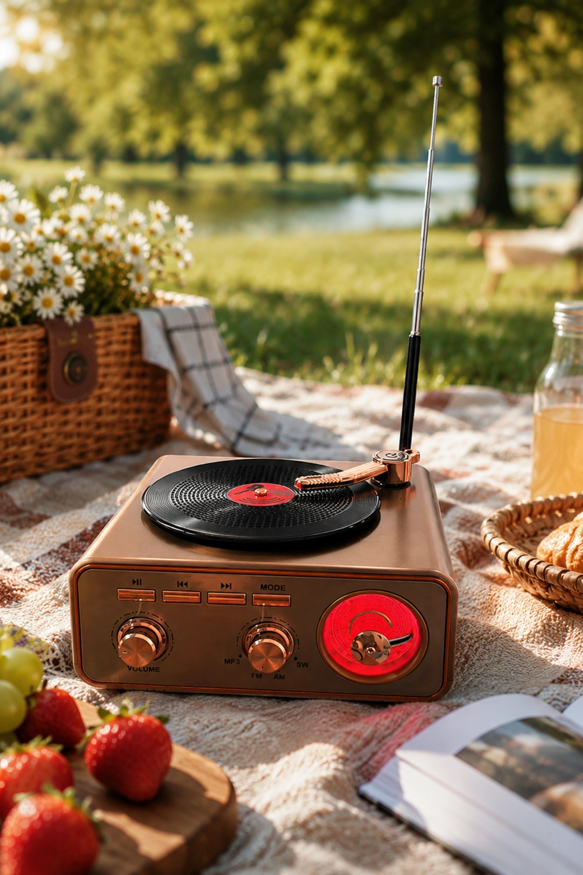 Meier MD-1217BT Kahverengi Nostaljik Görünümlü Bluetooth Hoparlör ve 3 Bantlı Şarjlı Radyo