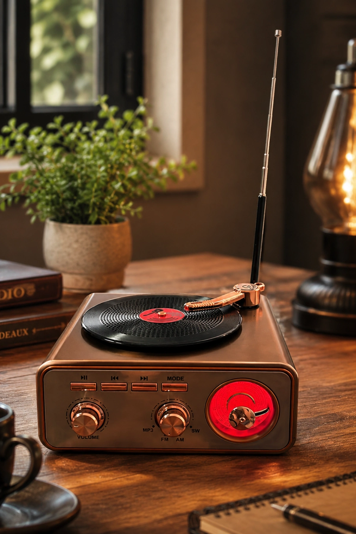Meier MD-1217BT Kahverengi Nostaljik Görünümlü Bluetooth Hoparlör ve 3 Bantlı Şarjlı Radyo