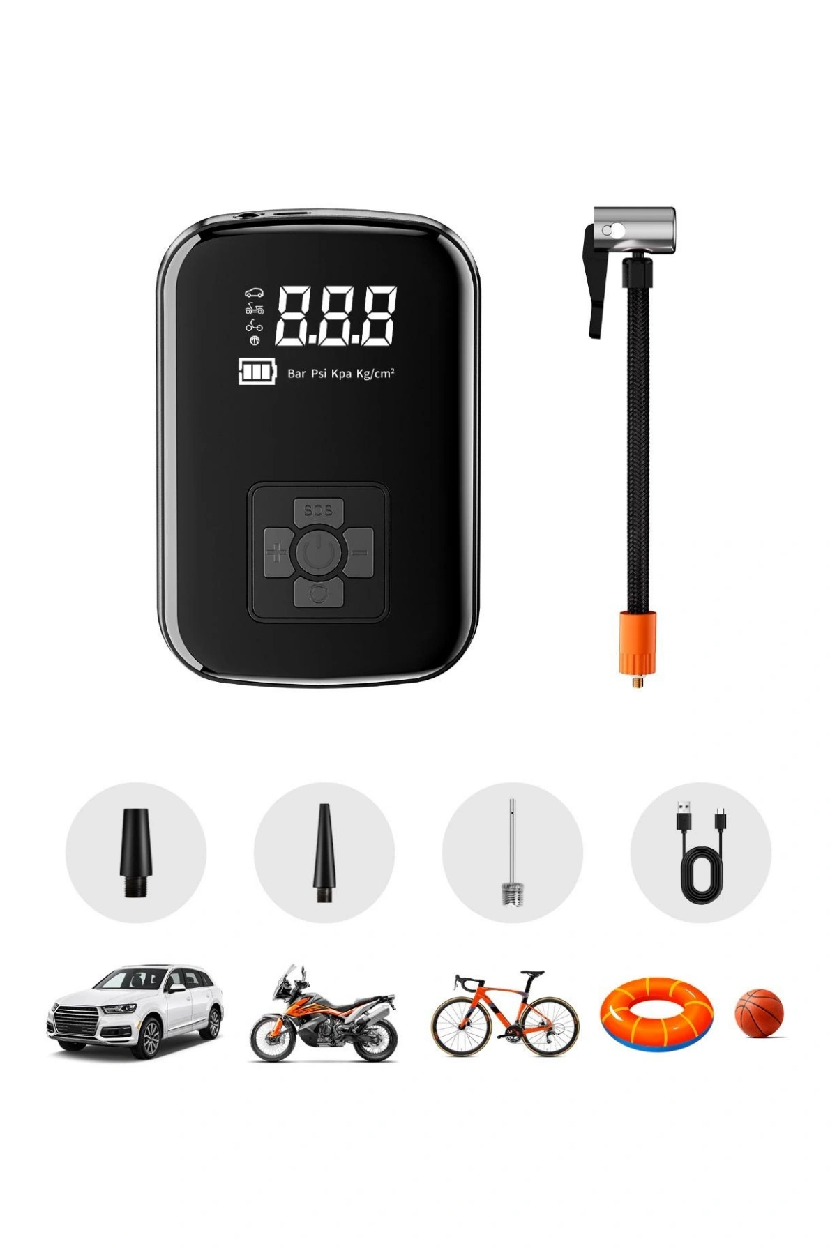 Auhma A5566 Kablosuz Dijital Hava Kompresörü | 4000mAh Powerbank | 150 PSI | LED Işıklı Taşınabilir Şarjlı Pompa