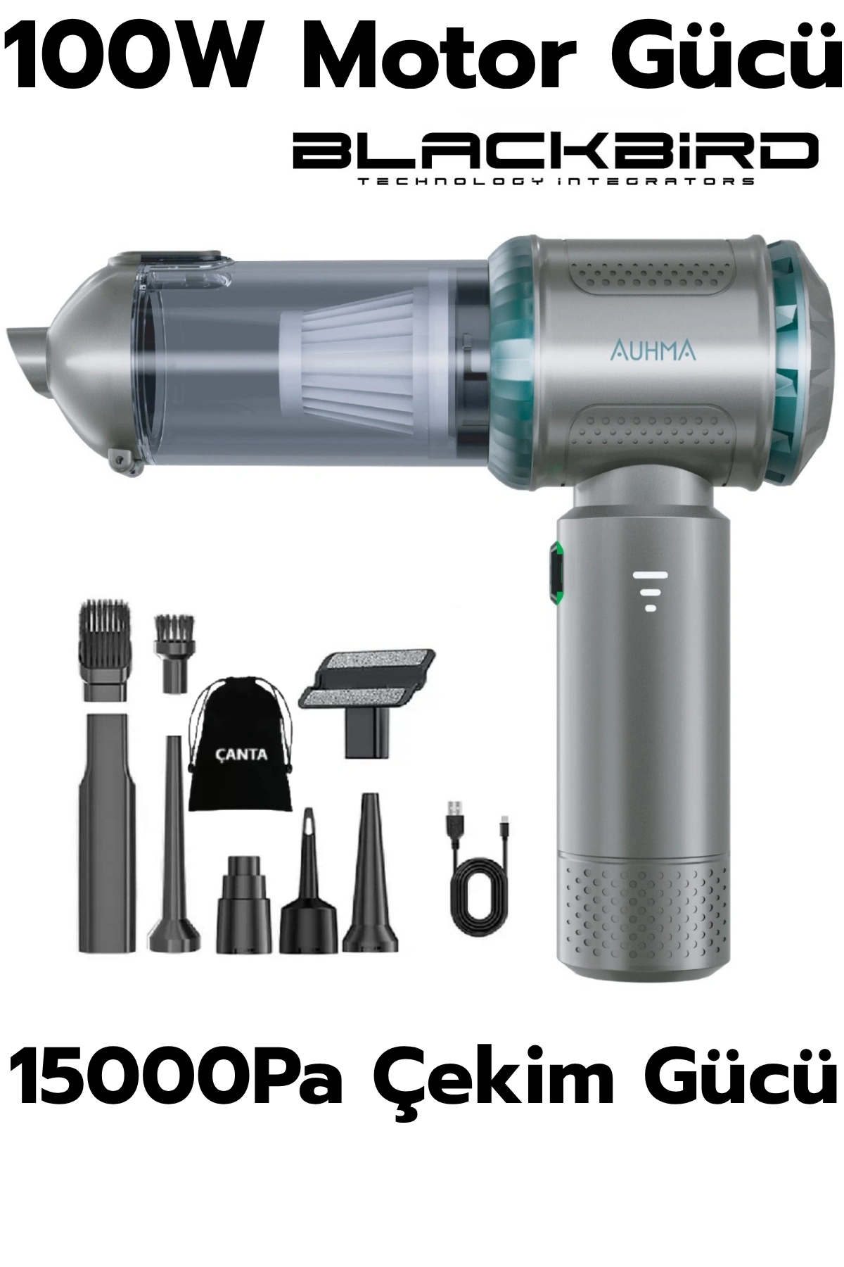 Auhma AHV-10 Kablosuz Taşınabilir Araç İçi El Süpürgesi | 15000PA Güçlü Vakum