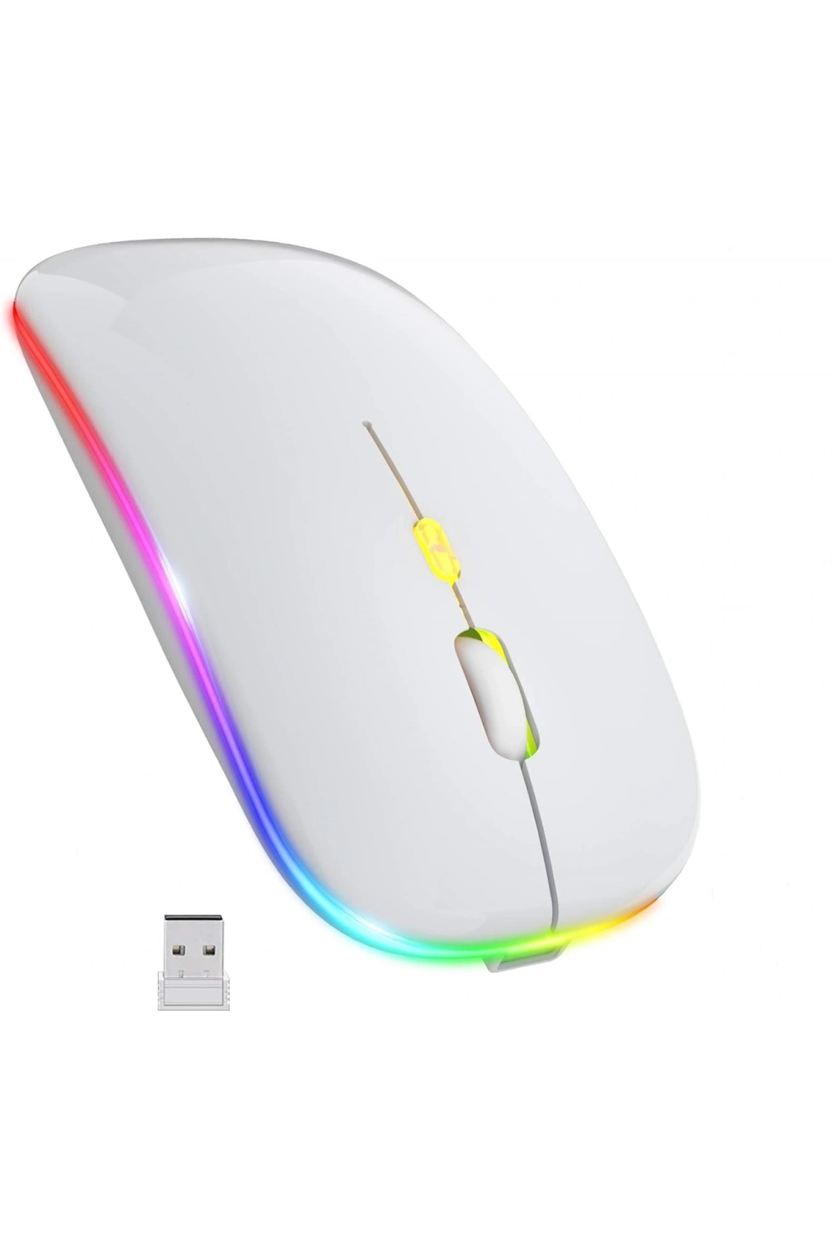 Blic Bwm6 Beyaz RGB Şarjlı Kablosuz 1600DPI Işıklı Kablosuz Sessiz Mouse