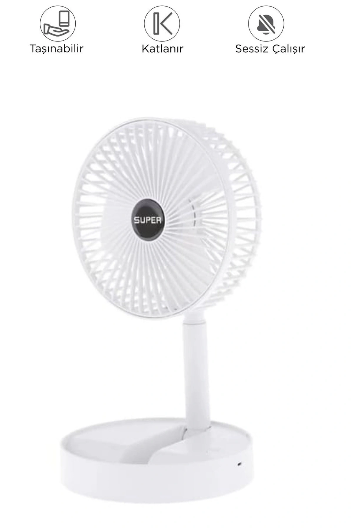 Blic BFN11 Beyaz Şarjlı Katlanılabilir Mini Fan Masa Üstü Vantilatörü Soğutucu Sessiz El Fanı