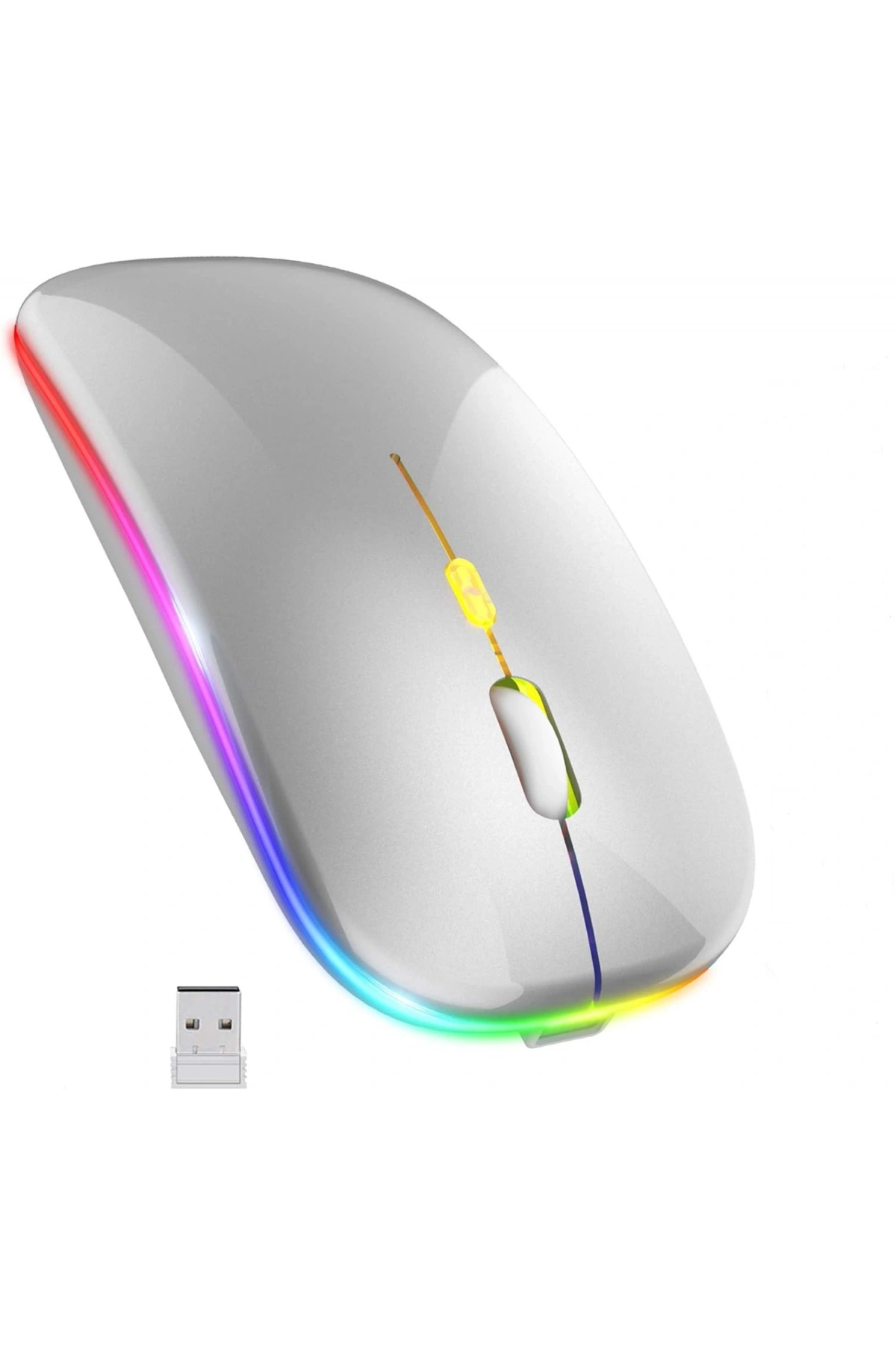 Blic Bwm6 Gri RGB Şarjlı Kablosuz 1600DPI Işıklı Kablosuz Sessiz Mouse