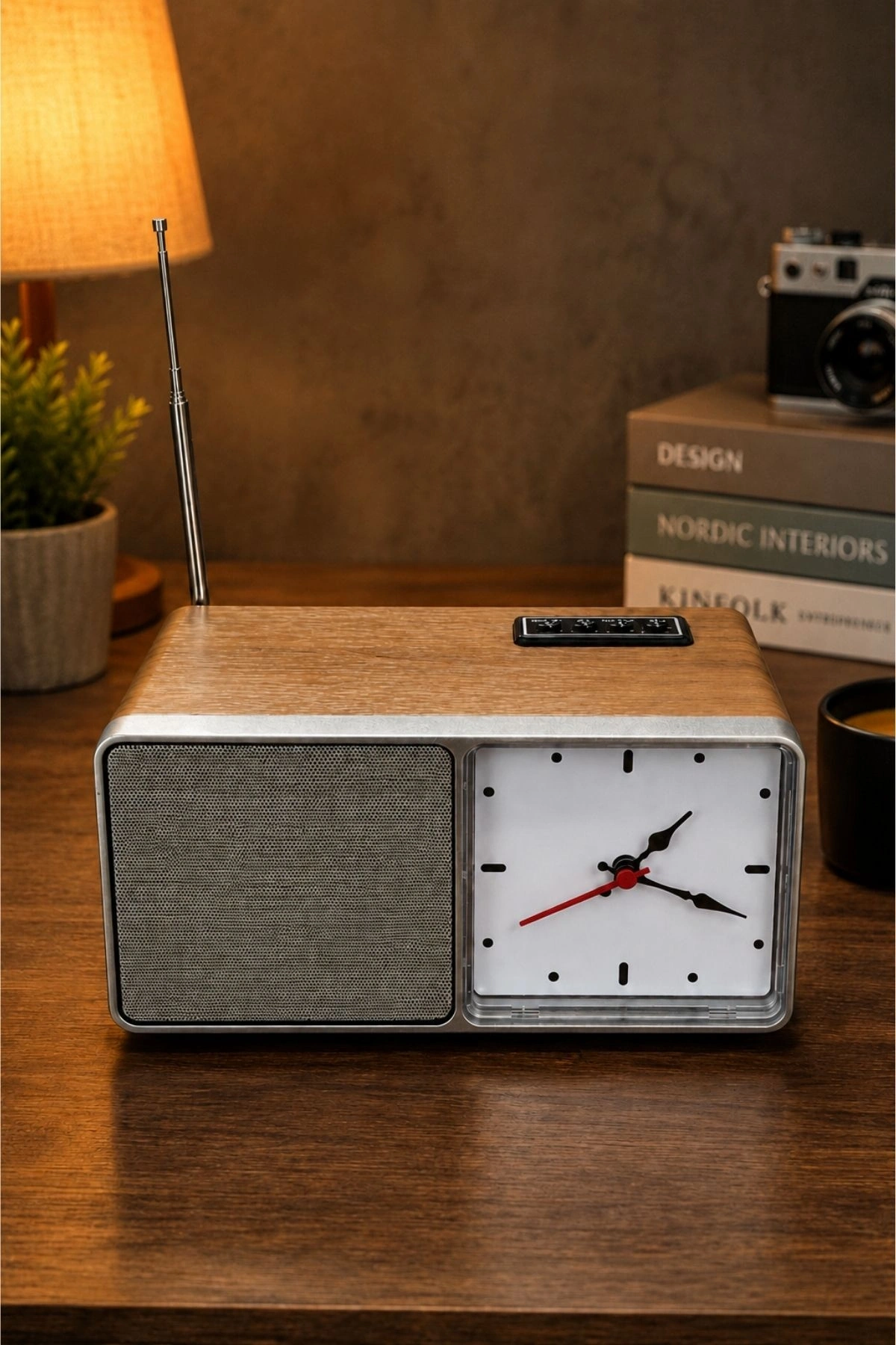 NNS NS-805BT Kahverengi Nostaljik Retro Radyo - Bluetooth Hoparlörlü, Saatli ve Şarjlı Masa Radyosu