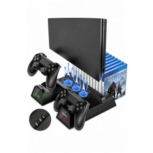 Hepu TP4-882C PS4 3 Soğutma Fanlı Stand Şarj İstasyonu For P-4/Slim/Pro