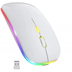 Blic Bwm6 Beyaz RGB Şarjlı Kablosuz 1600DPI Işıklı Kablosuz Sessiz Mouse