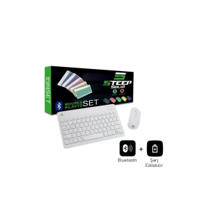 Steep Solid Magic Beyaz Şarjlı Bluetooth Klavye Mouse Set