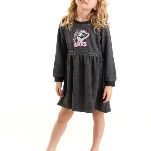 Disney Antrasit Kız Çocuk Mınnıe Simli Elbise