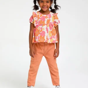 Escabel Bej Kız Bebek Çiçekli Bluz