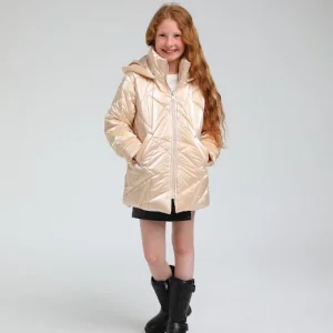 Escabel Bej Kız Çocuk Parlak Mont