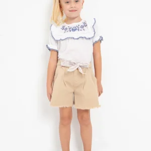 Mayoral Beyaz Kız Çocuk Nakışlı Bluz