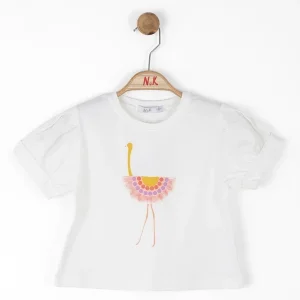 NK Kids Ekru Kız Çocuk Dansçı Flamingo T-Shırt
