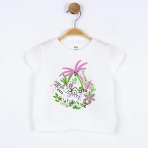 NK Kids Ekru Yeşil Kız Bebek Zürafa Bluz