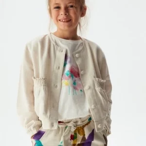 NK Kids Krem Kız Çocuk Cebi Lastikli Ceket