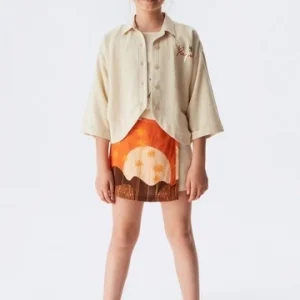 NK Kids Krem Oranj Kız Çocuk Palm Gömlek