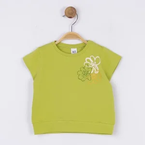 NK Kids Yeşil Kız Bebek Omzu Papatya T-Shırt