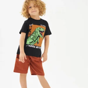 Silversun Siyah Erkek Çocuk Dinozor Baskılı T-Shırt