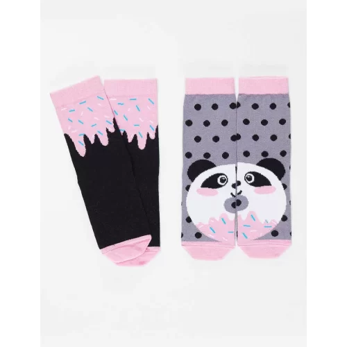 Deno Kids Panda&Crema Kız Soket Çorap 2li