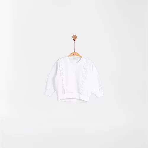 NK Kids Ekru Kız Bebek Fırfırlı Sweat