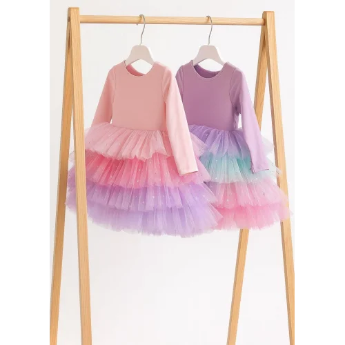 LİTTLE LUNE Kız Çocuk Pembe Elbise