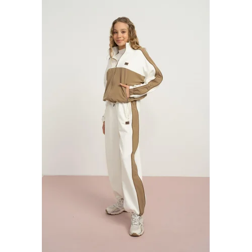 Loco Loco Kız Çocuk Camel-Ekru Eşofman Takımı