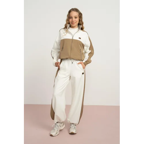 Loco Loco Kız Çocuk Camel-Ekru Eşofman Takımı