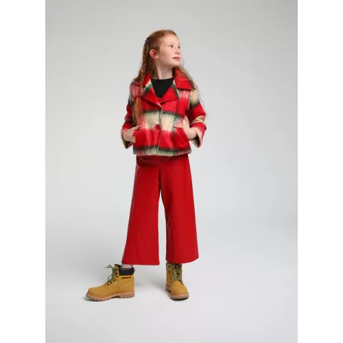 Escabel Kırmızı Kız Çocuk Deri Pantolon