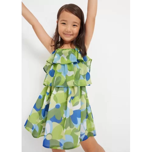 Mayoral Yeşil Kız Çocuk Desenli Şifon Elbise