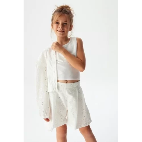 NK Kids Beyaz Kız Çocuk Güpürlü Atlet