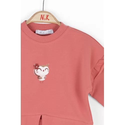 NK Kids Coral Kız Bebek Baykuş Sweat