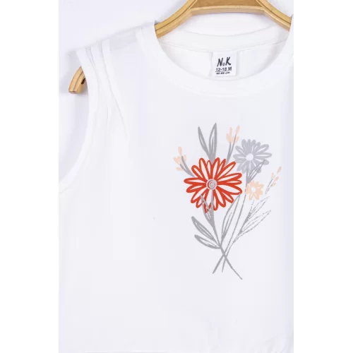 NK Kids Ekru Kız Bebek Flower T-Shırt