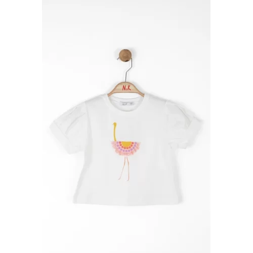 NK Kids Ekru Kız Çocuk Dansçı Flamingo T-Shırt