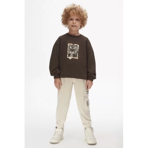 NK Kids Kahverengi Erkek Çocuk Tıger Sweat