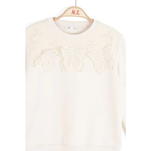 NK Kids Kız Çocuk Kelebek İşlemeli Sweat
