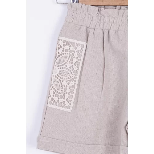 NK Kids Krem Kız Çocuk Dantelli Şort