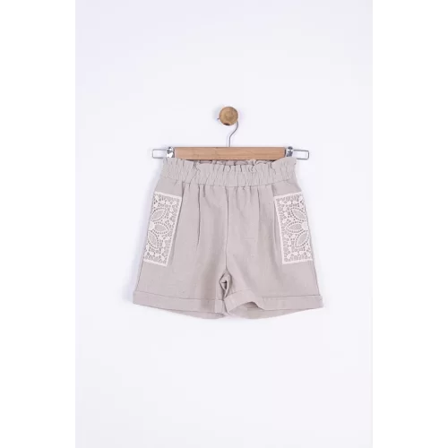 NK Kids Krem Kız Çocuk Dantelli Şort
