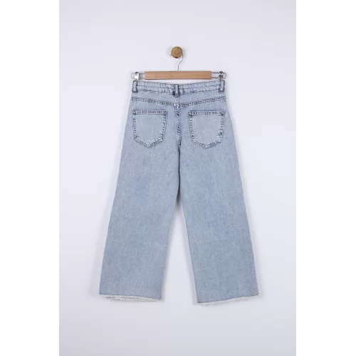 NK Kids Mavi Kız Çocuk Yırtmaçlı Pantolon